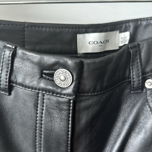 Coach Premium Leather Straight Leg Pants - Picture 2 of 4